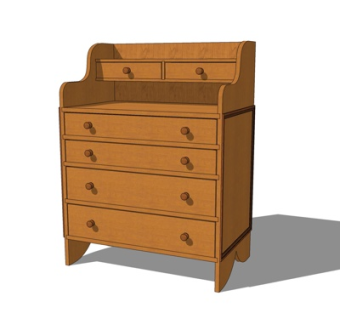 现代实木书桌su模型