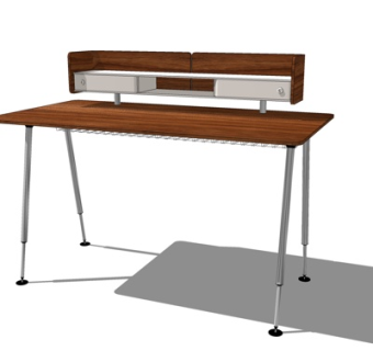 现代实木书桌su模型