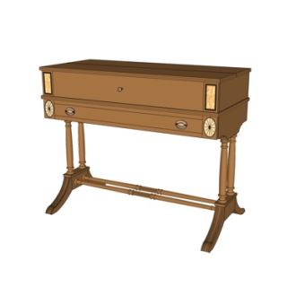 欧式实木书桌su模型