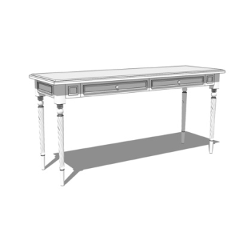 欧式实木书桌su模型