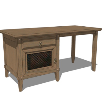 现代实木书桌su模型