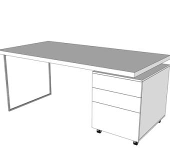 现代实木书桌su模型