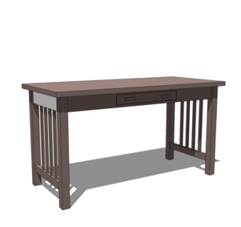 现代实木书桌su模型