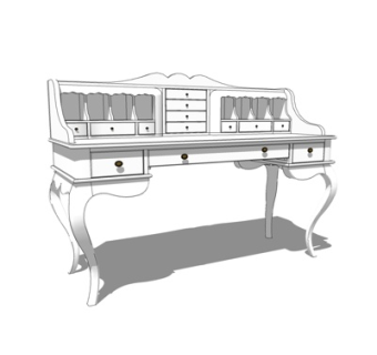 欧式实木书桌su模型