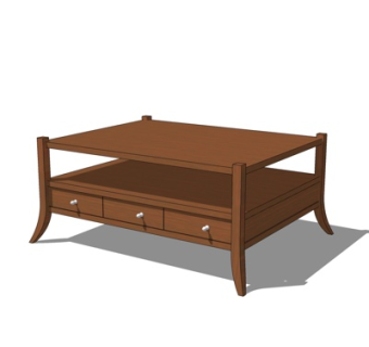 简欧实木茶几su模型