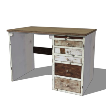 工业风实木书桌su模型