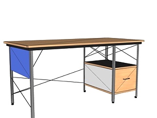 工业风实木书桌su模型