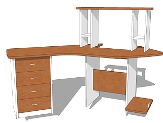 现代实木书桌su模型