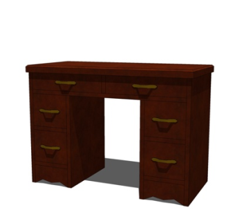 现代实木书桌su模型