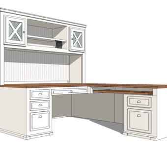简欧实木书桌su模型