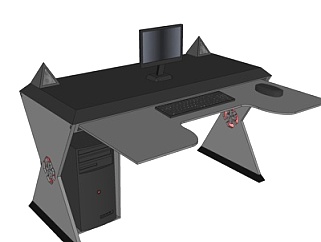 现代<em>电脑</em>桌su模型