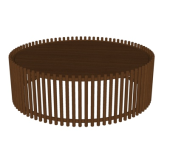 现代实木圆形茶几su模型