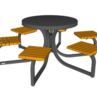 工业风休闲桌椅su模型