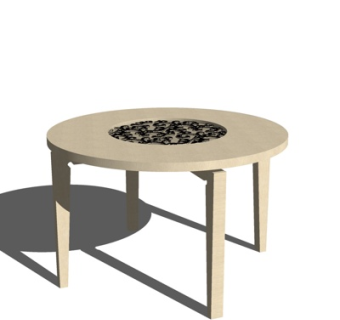 现代实木圆形茶几su模型