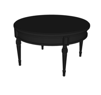 美式圆形实木餐桌su模型