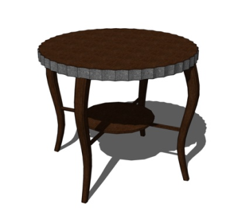 欧式实木圆几su模型