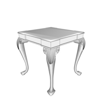 欧式实木边几su模型