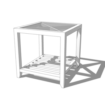 现代实木边几su模型