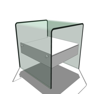现代玻璃边几su模型