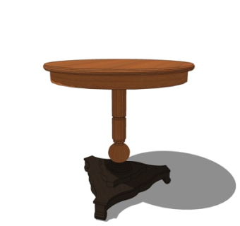 现代实木圆形茶几su模型