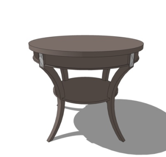 欧式实木圆形茶几su模型