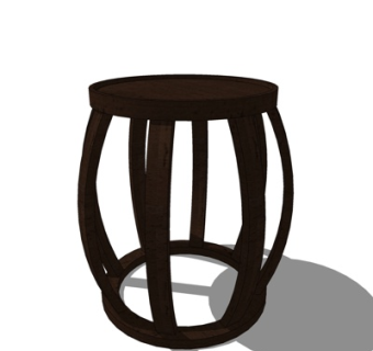 现代实木圆几su模型