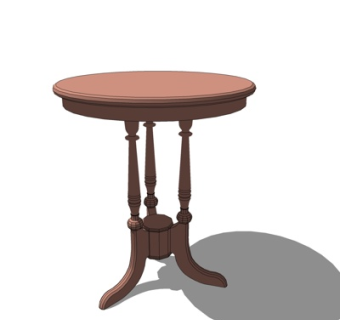 欧式实木圆几su模型