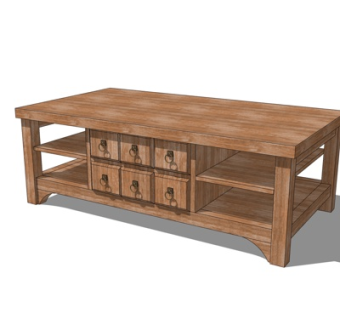 现代实木茶几su模型