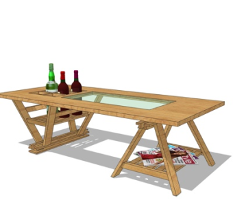 现代实木茶几su模型