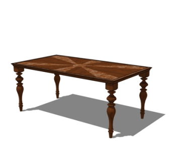 美式实木茶几su模型