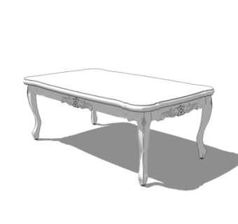 简欧实木茶几su模型