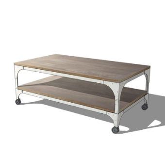 工业风实木茶几su模型