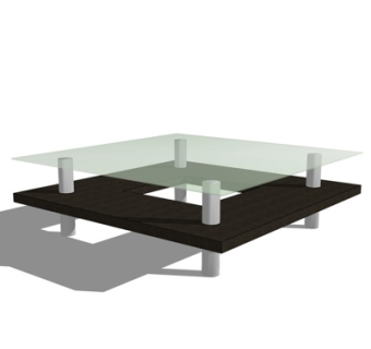 现代玻璃茶几su模型