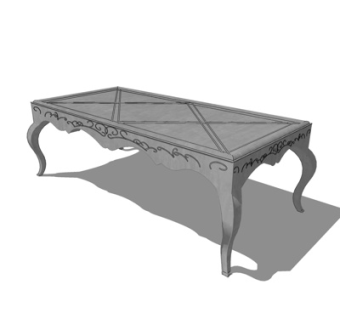 简欧实木茶几su模型