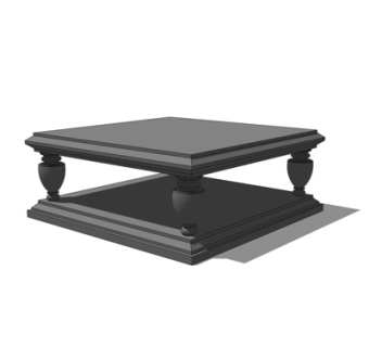 简欧实木茶几su模型