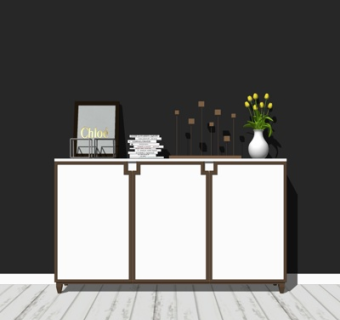 新中式实木边柜su模型