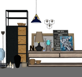 现代实木端景台su模型