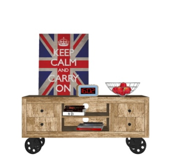 工业风实木边柜su模型