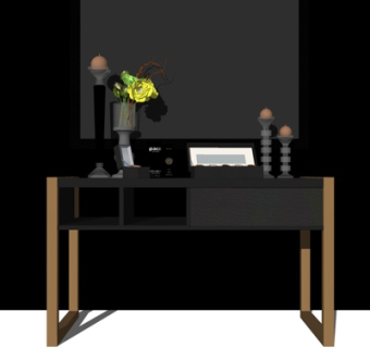 现代实木边柜su模型