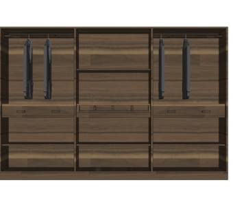 现代实木衣柜su模型