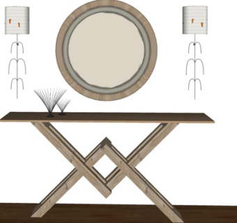 现代实木端景台su模型