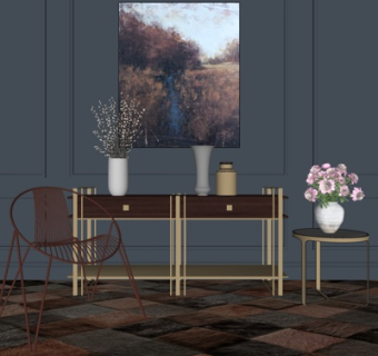 现代实木端景台su模型