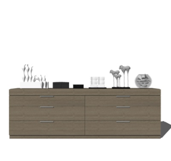 现代实木边柜su模型