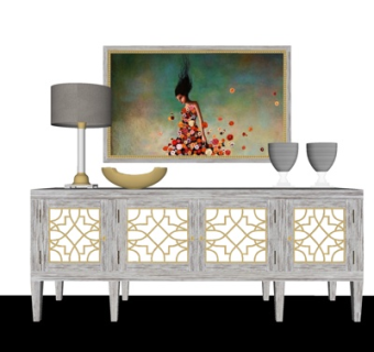 现代实木边柜su模型