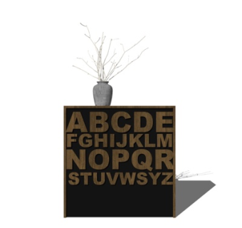 现代实木边柜su模型