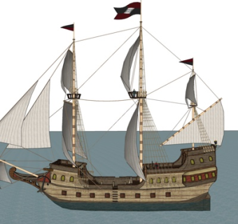 北欧古代帆船su模型