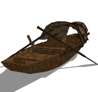 中式古代木船su模型