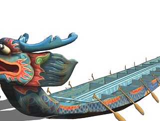 中式龙舟su模型
