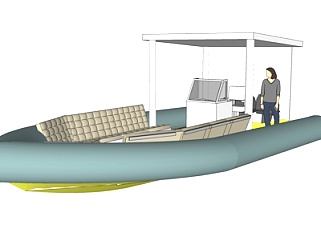 现代汽艇su模型