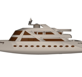 现代大型游艇su模型